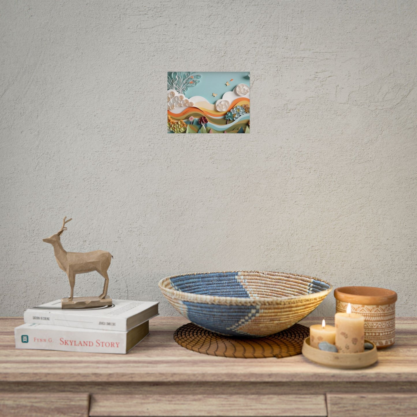 Peaceful Beach Serenade: Paper Quilling Art - Poster