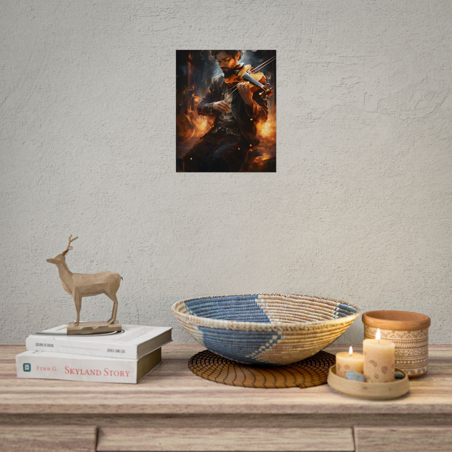 The Mysterious Musician: Close-Up Portrait with Violin - Poster