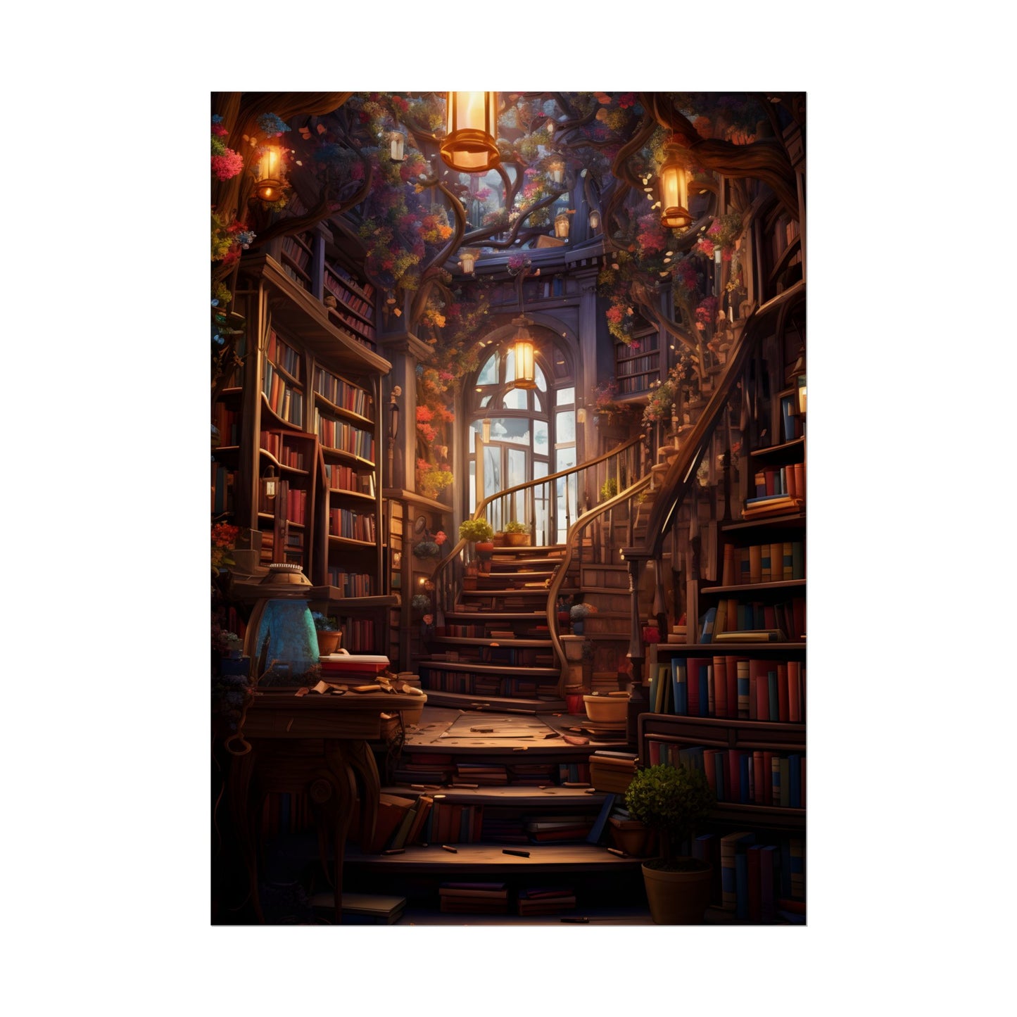 Whimsical Bookshop: Enchanting Magical Artwork - Poster
