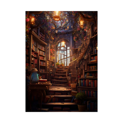 Whimsical Bookshop: Enchanting Magical Artwork - Poster