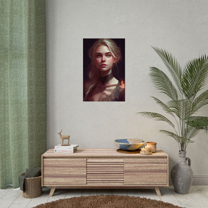 Astonishing Blonde Portrait: Artistic Beauty in Darkness - Poster