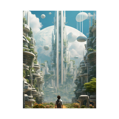 Dystopian Utopia: Futuristic Cityscape Under Oppression - Poster