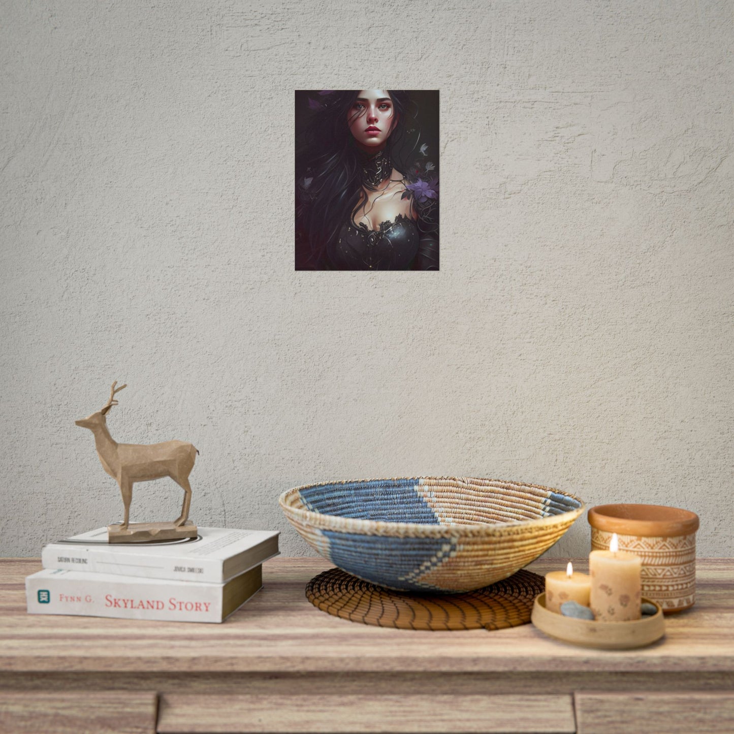 Striking Woman Portrait: Black Hair Artwork - Poster