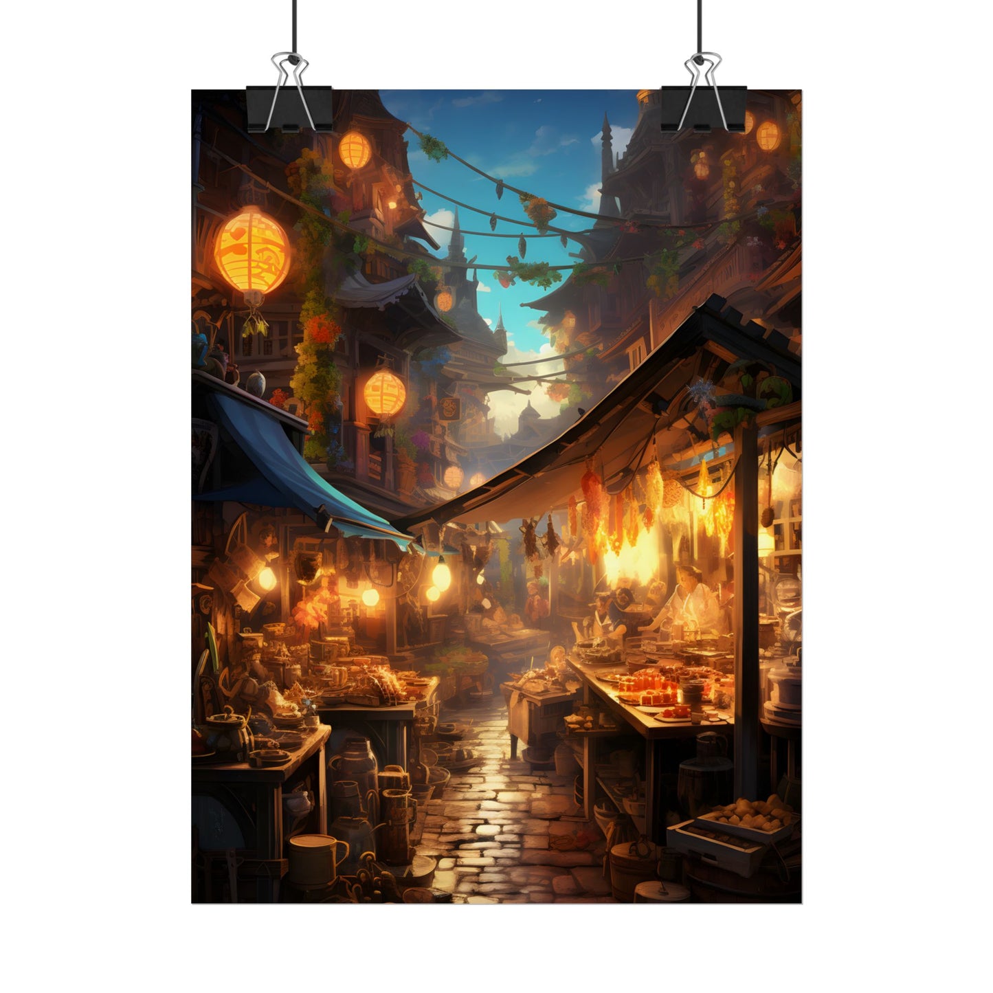 Magical Street Food Market: Vibrant Colors - Poster