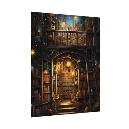 Magical Bookshop Art: A Serene & Enchanting Scene - Poster