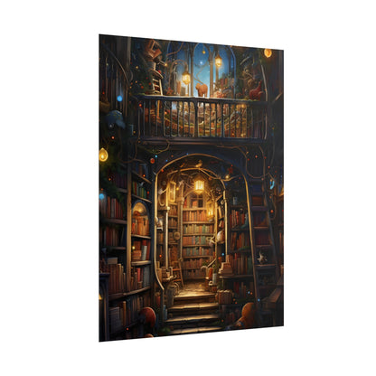 Magical Bookshop Art: A Serene & Enchanting Scene - Poster