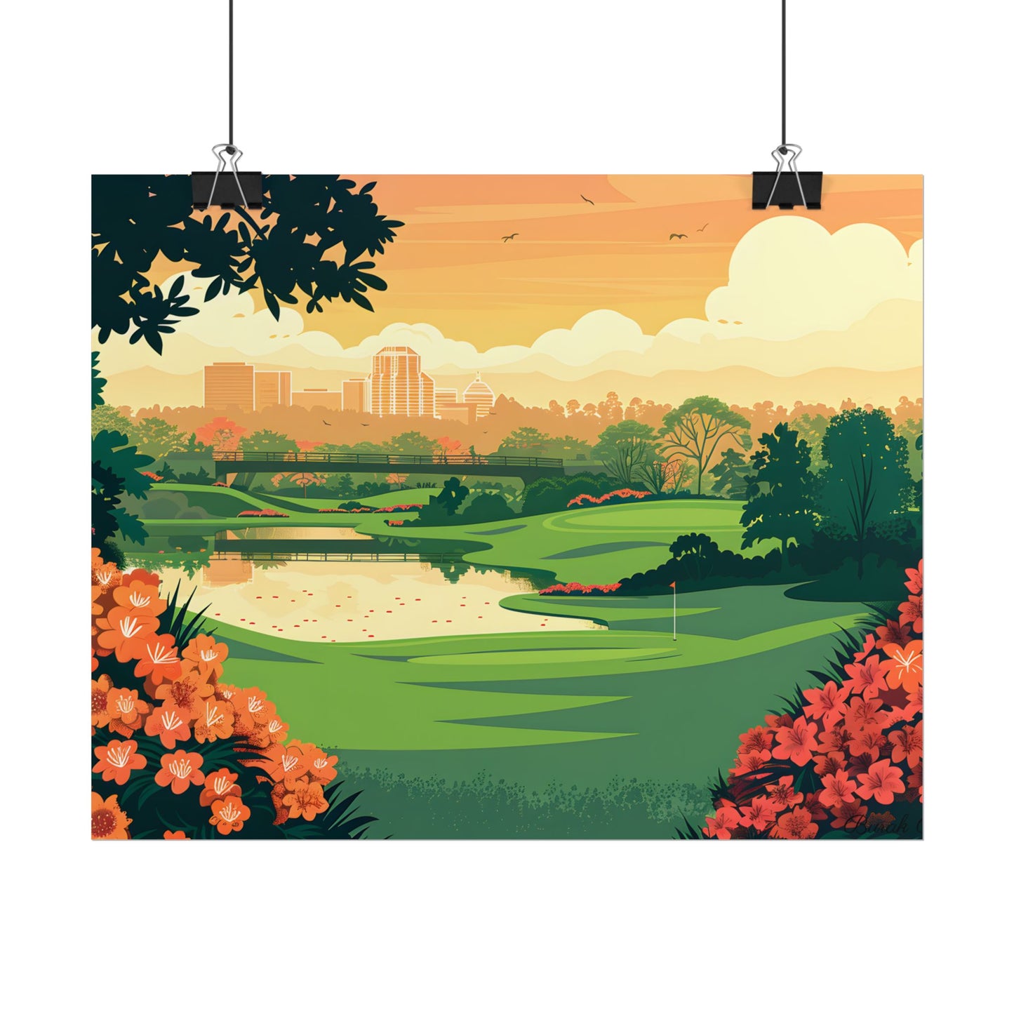 Retro Golf Illustration: Augusta National Georgia - Poster