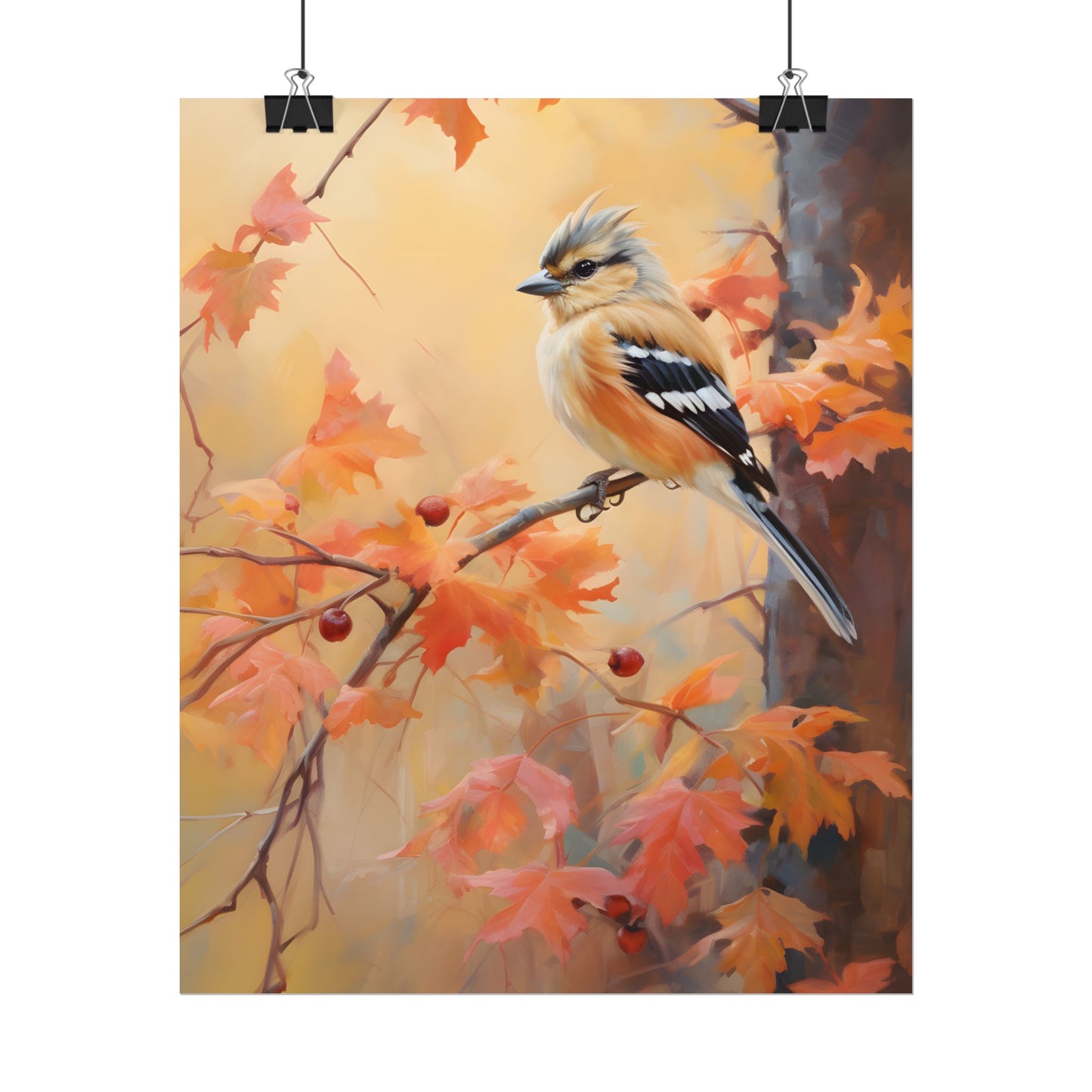 Vibrant Autumn Oak: Realistic Oil Painting - Poster