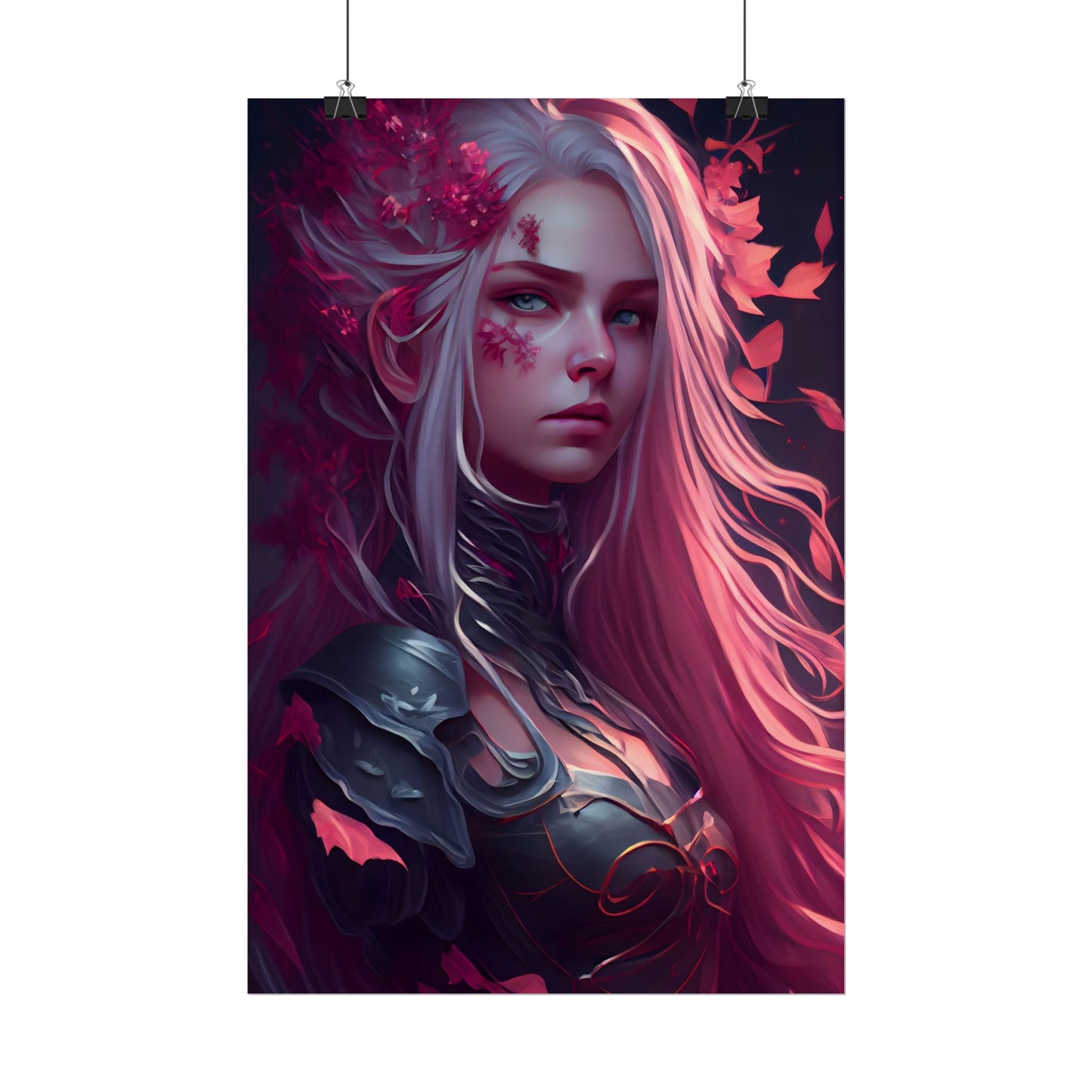 Astonishing Female Portrait with Pink Hair: Artistic Vision - Poster