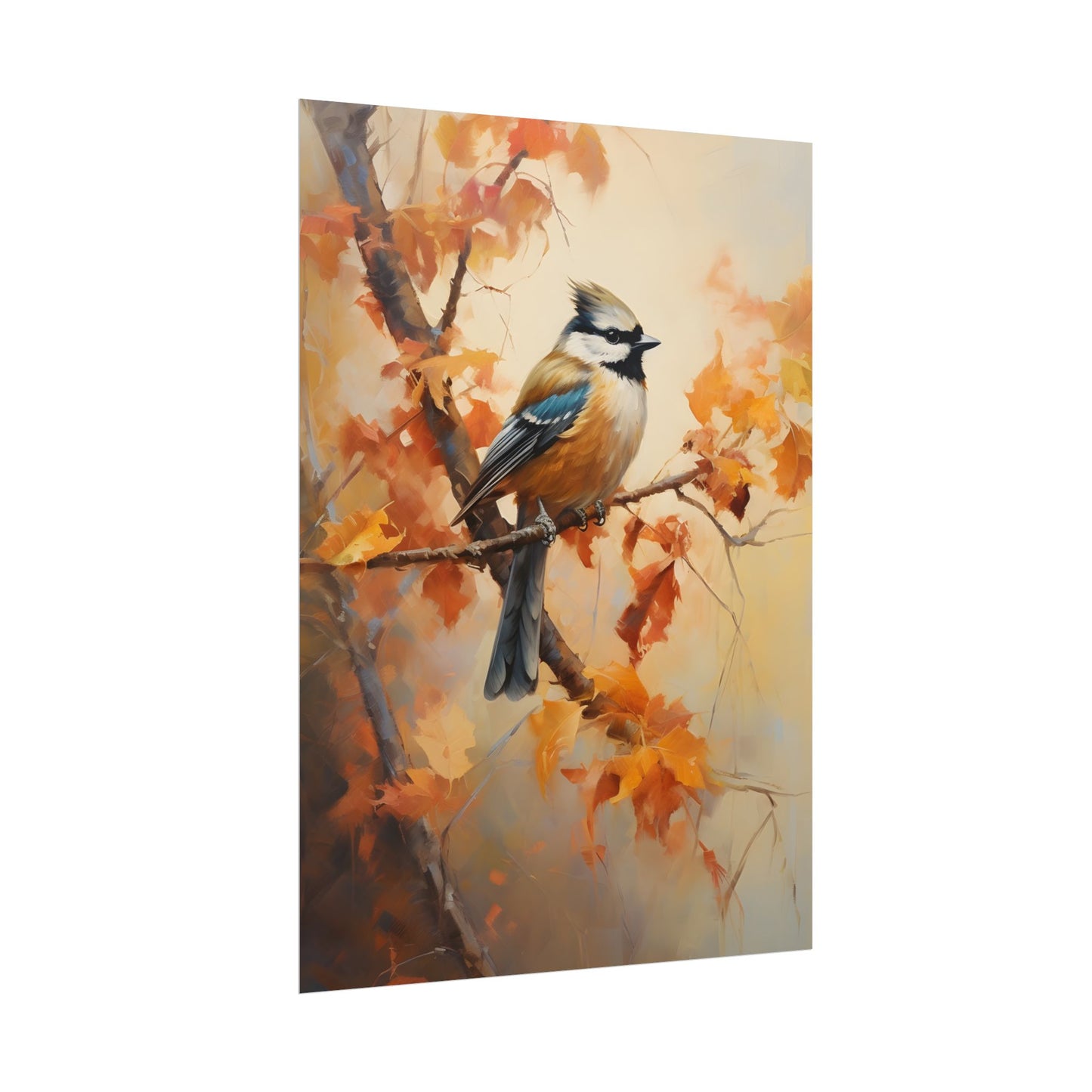 Vibrant Oak Branch: Colorful Leaves Oil Painting - Poster