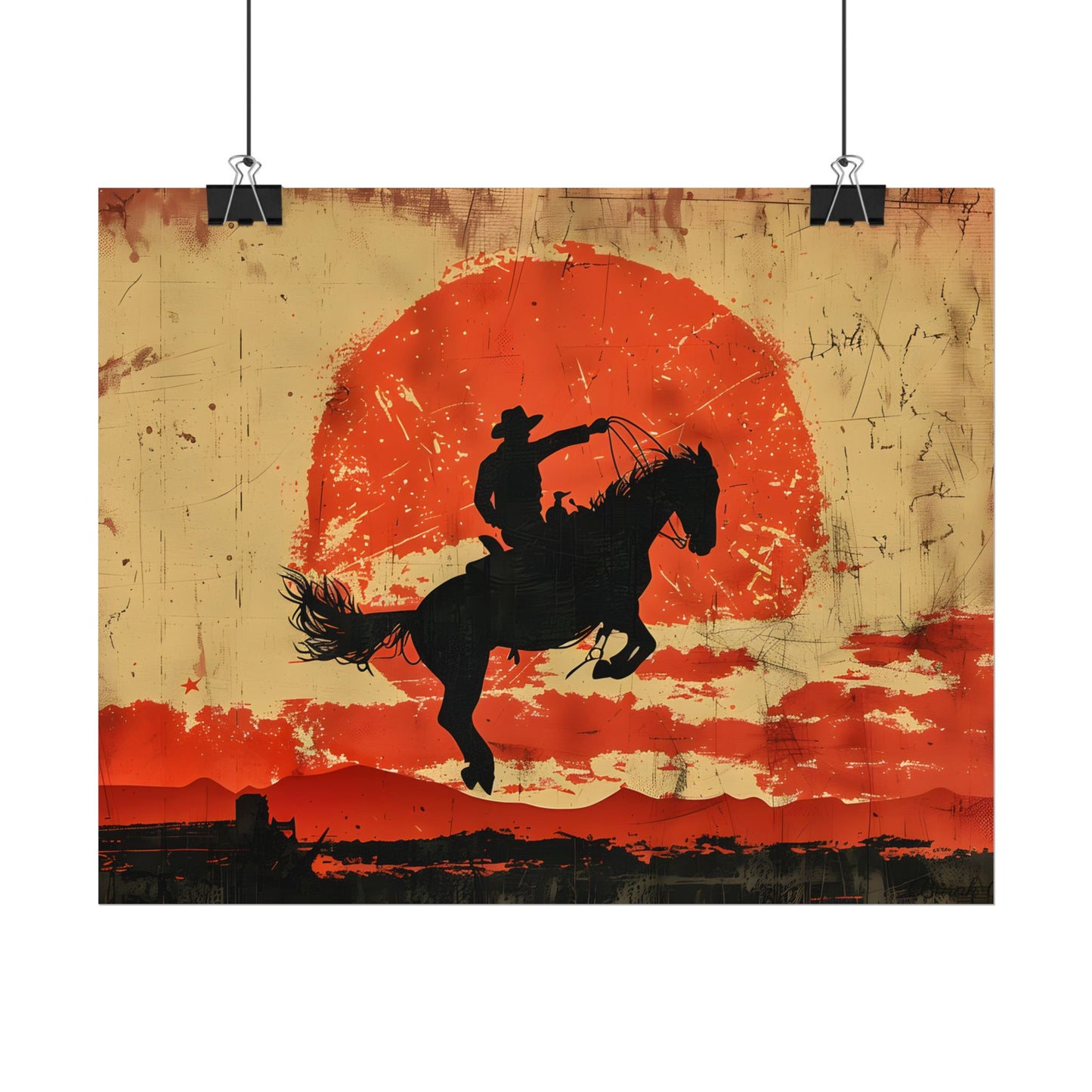 Vintage Rodeo Cowboy: Classic Bucking Bronco Art - Poster