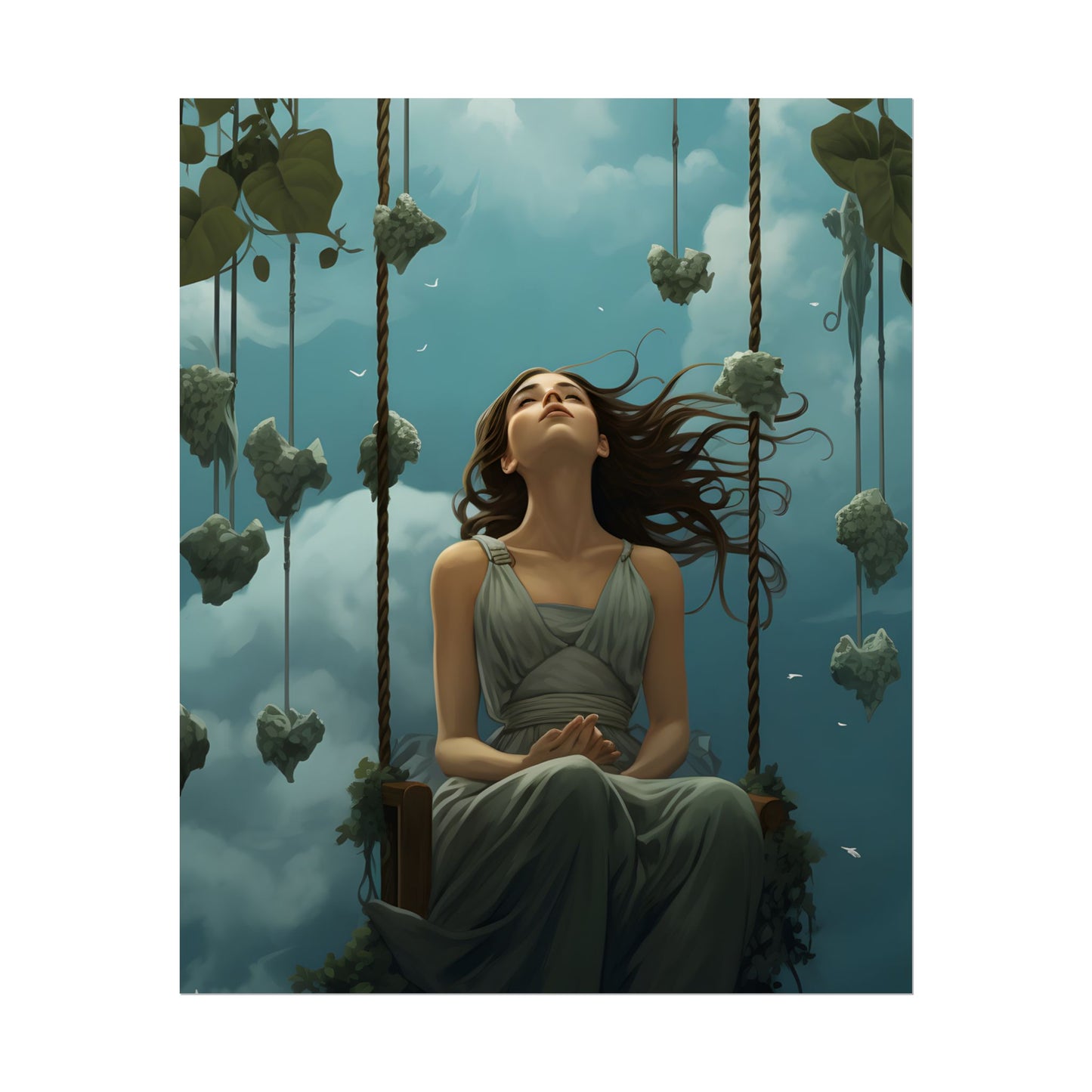 Person at Desk with Laptop: Digital Artwork - Poster