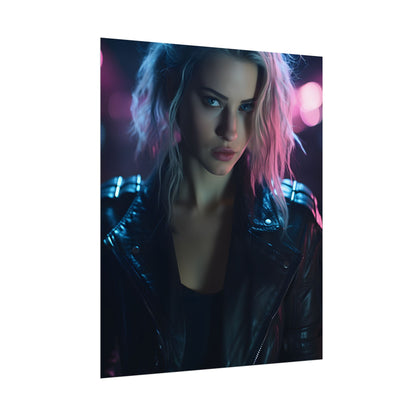 Cyberpunk Teen: Moody Expression Digital Art - Poster