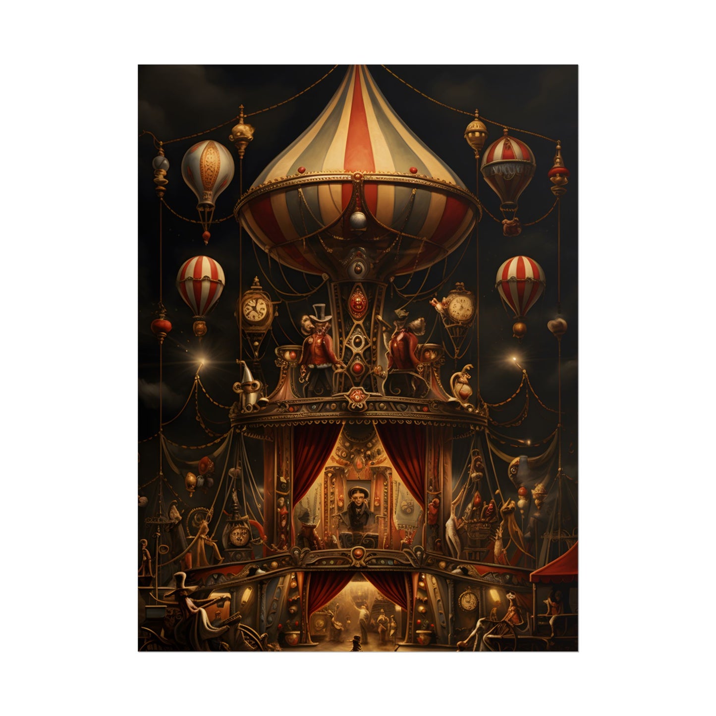 Whimsical Clockwork Circus: A Fantastical Artwork - Poster