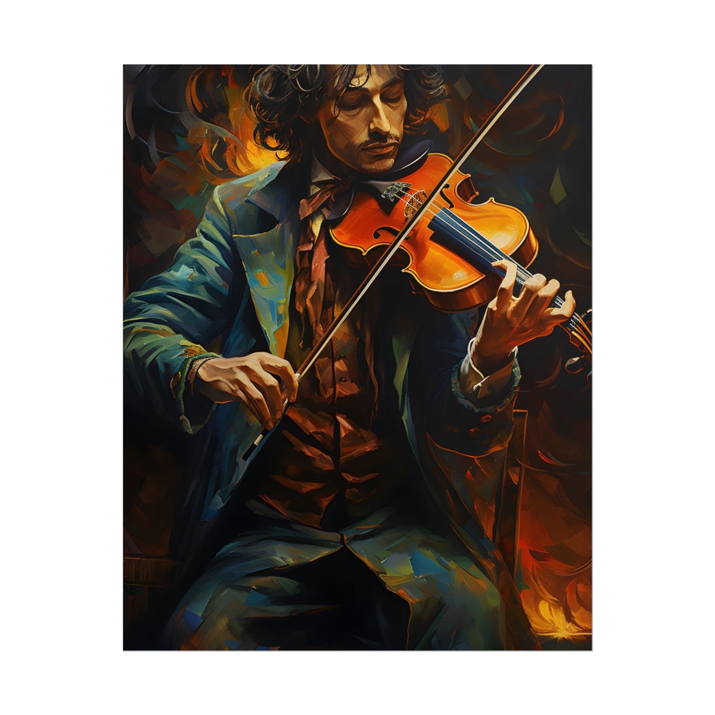 Mysterious Musician at Piano: Moody Portrait - Poster