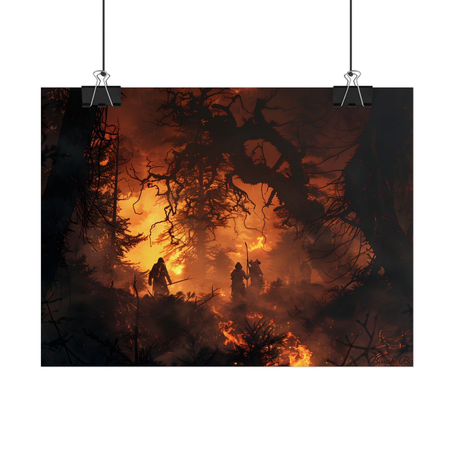 Misty Sunset Forest: Group Gathering - Poster