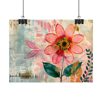 Blooming Growth: Whimsical Flower Art - Poster