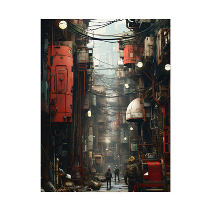 A New Era Unfolds: Post-Apocalyptic Steampunk Cityscape - Poster