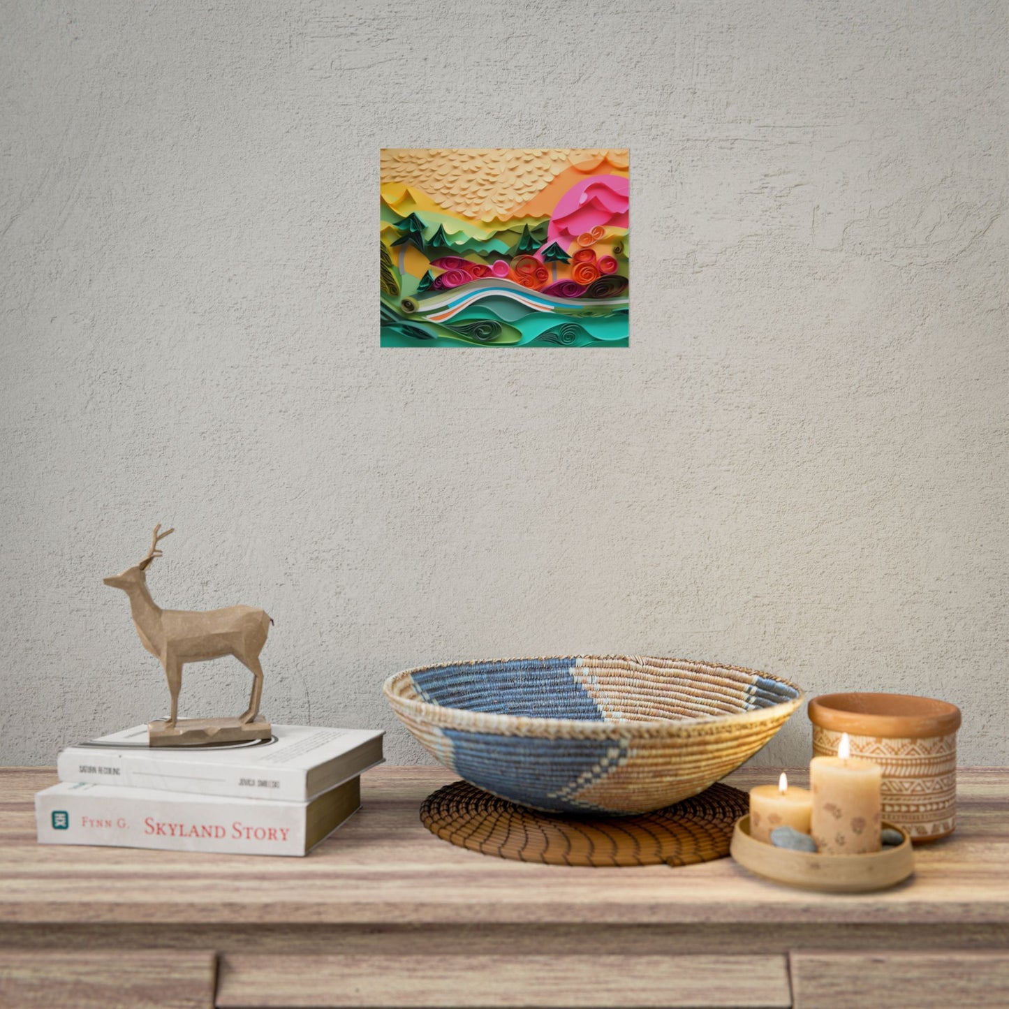 Magical Beach Landscape: Paper Quilling Art Piece - Poster
