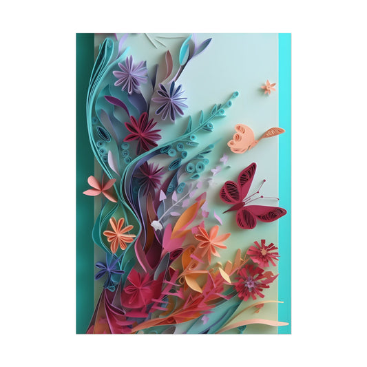 Paper Quilled Desert Canyon: Earthy Artwork - Poster