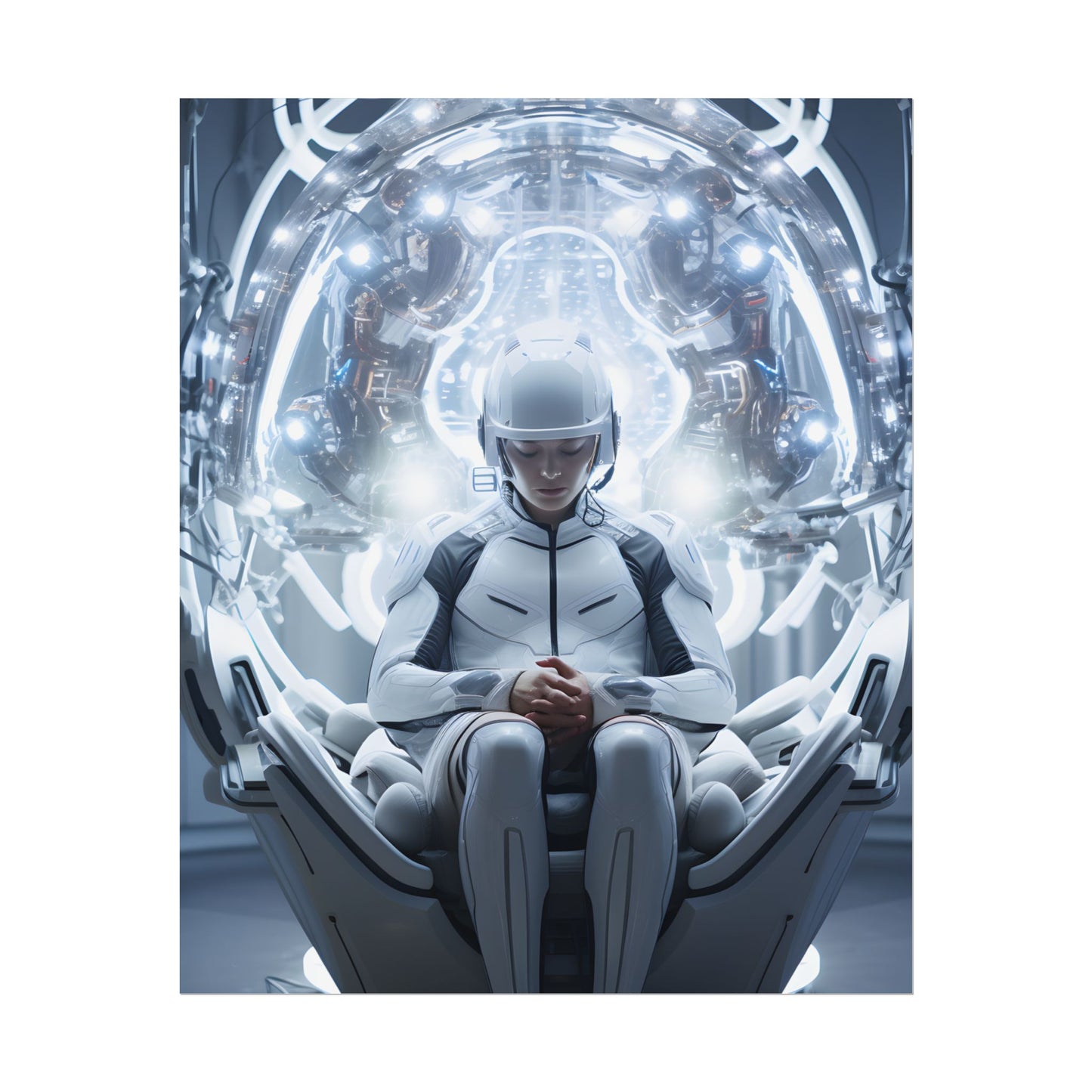 Elderly Man in a Complex Web: Medical Experiment Artwork - Poster