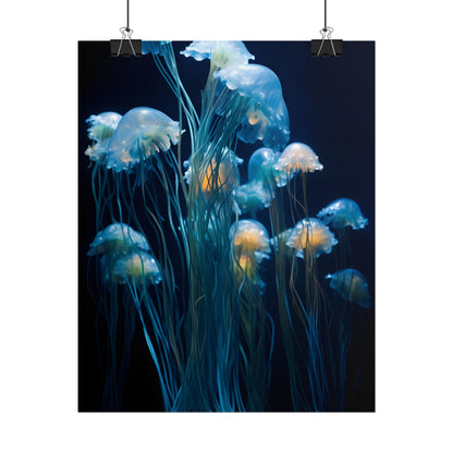 Bioluminescent Oceanic Ballet: Dancer's Magical Night Performance - Poster