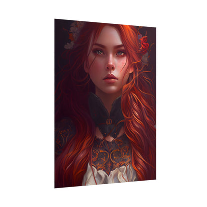 Redhead Female Portrait in a Dress - Poster