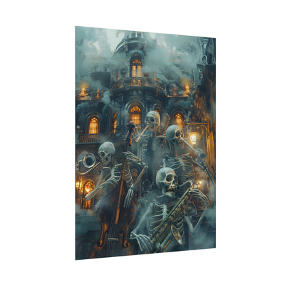 Victorian Lowbrow Skeleton Jazz Band: Dark Artwork - Poster