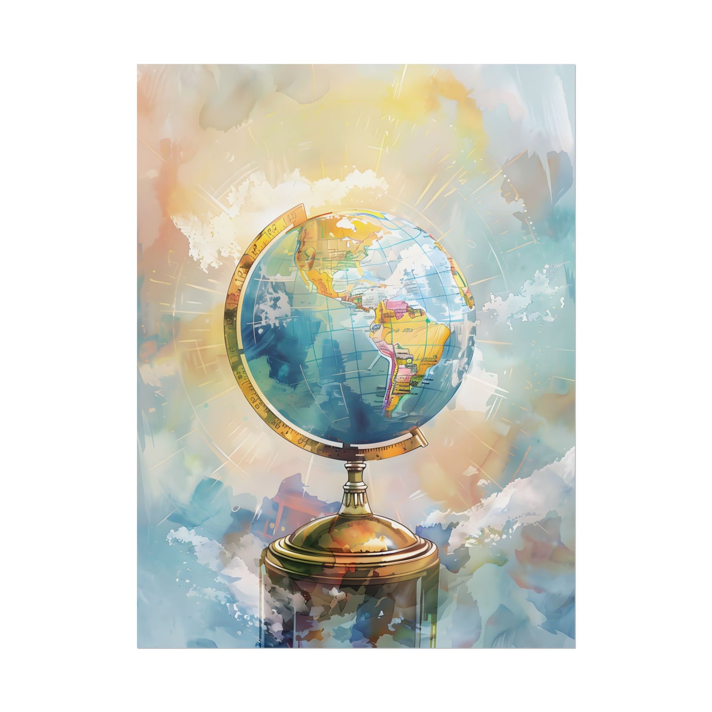 Vintage-Style Globe: World Map with Iconic Features - Poster