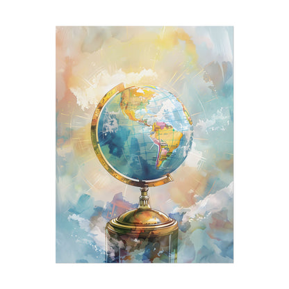Vintage-Style Globe: World Map with Iconic Features - Poster