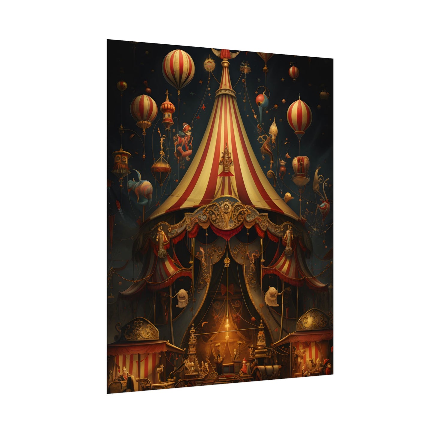 Whimsical Clockwork Circus: Fantastical Art with Vibrant Details - Poster