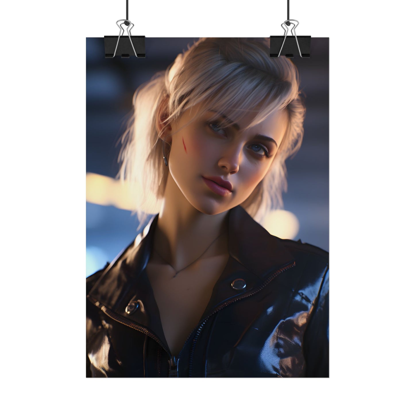 Cyberpunk Teenage Girl: Blonde Digital Art - Poster