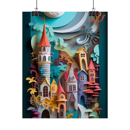 Eye-Catching European Landscape: Paper Quilling Artwork - Poster