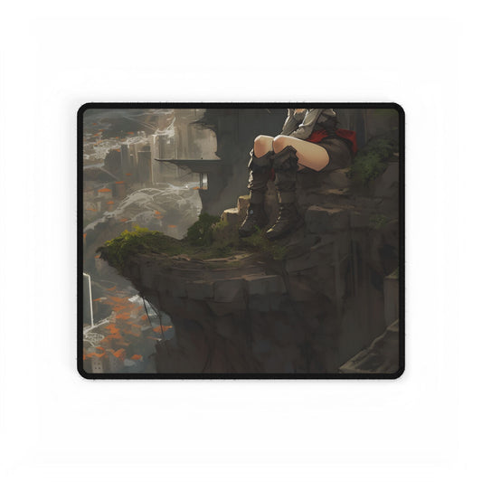 Dramatic Anime Bird's Eye View: Action-Packed Digital Art - Desk Mat