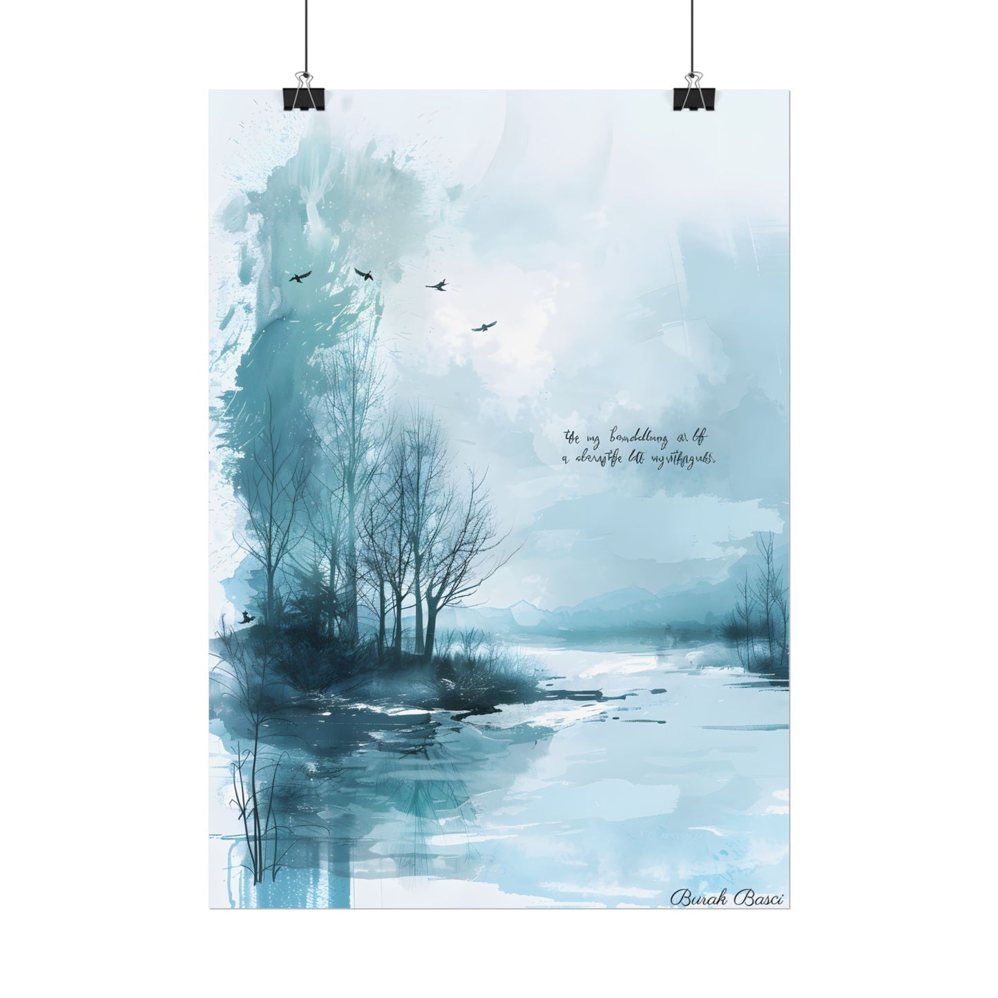 Serene Landscape: A Peaceful Nature Scene with Inspirational Quote - Poster