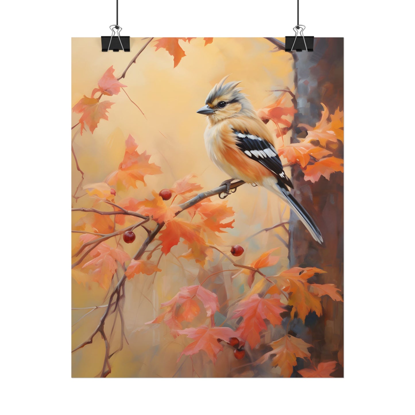 Vibrant Autumn Oak: Realistic Oil Painting - Poster