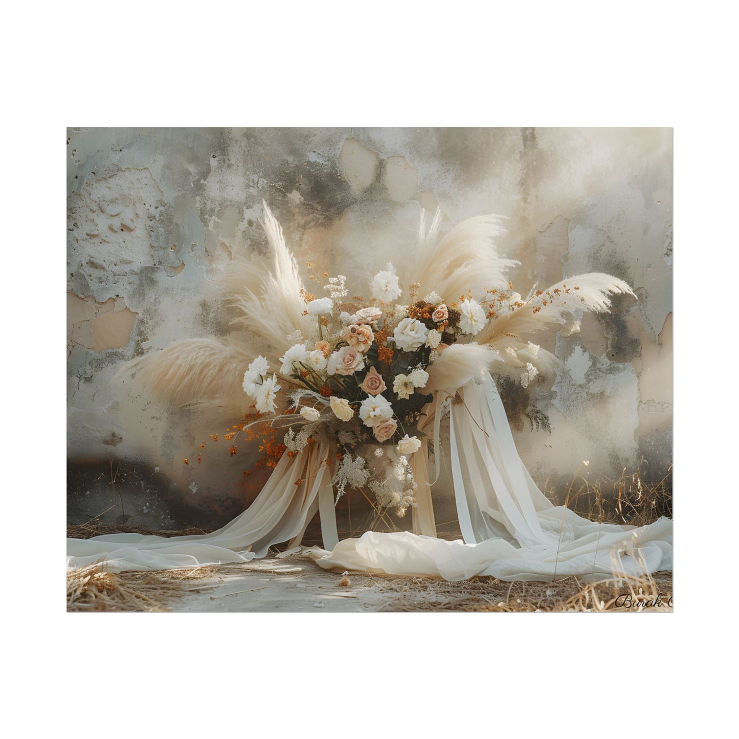 Whimsical Floral Bloom: Pampas Grass Artwork - Poster
