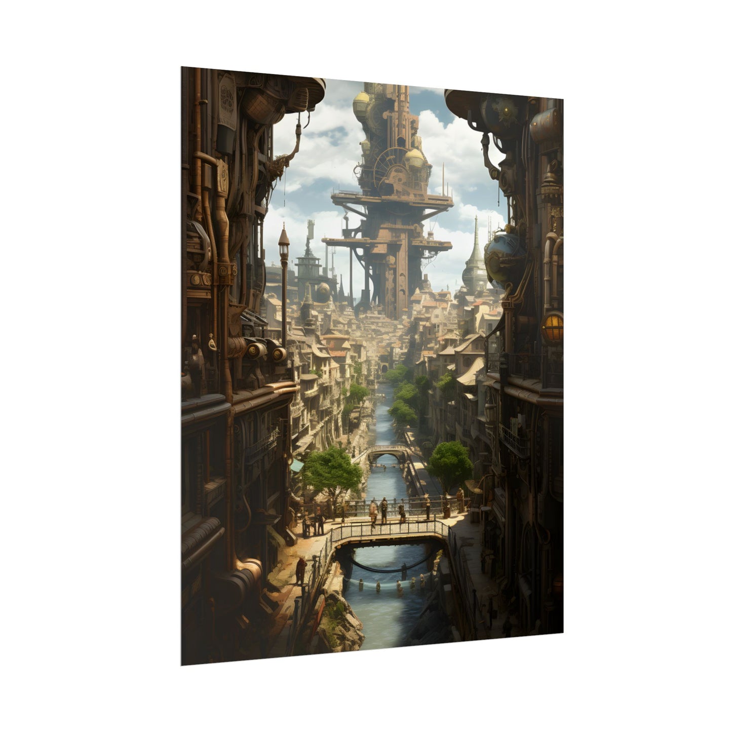 Steampunk Paris 1875: Vintage Cityscape Artwork - Poster