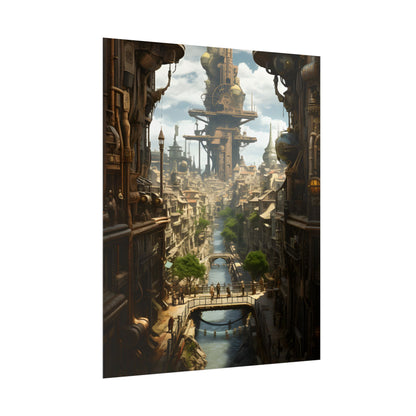 Steampunk Paris 1875: Vintage Cityscape Artwork - Poster