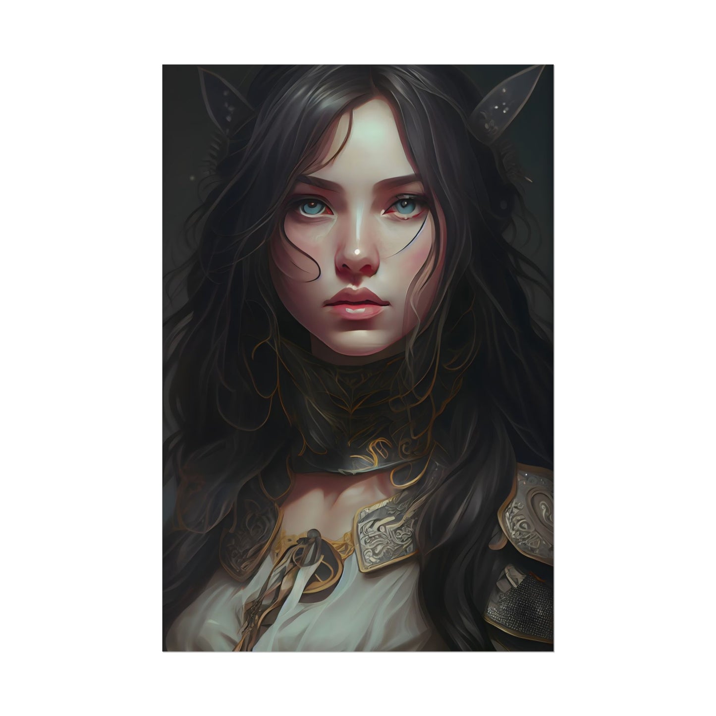 Vibrant Red Portrait: Dynamic Female Artwork - Poster