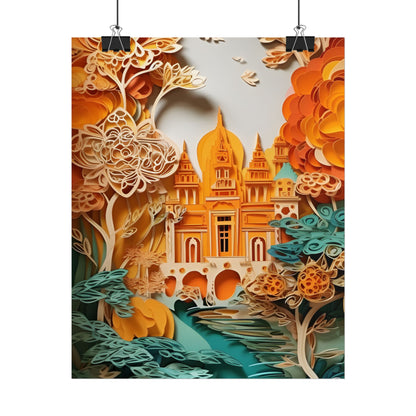 Colorful Indian Paper Quilling Art: Beautiful Landscape - Poster