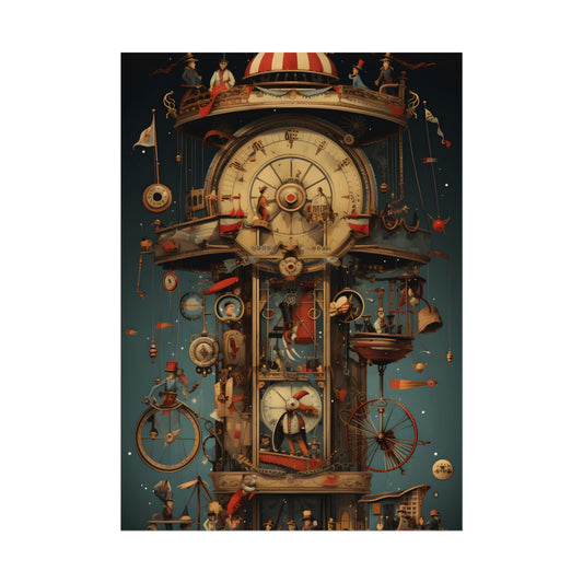 Whimsical Clockwork Circus: A Delightful Blend of Time and Movement - Poster