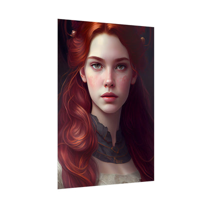 Beautiful Redhead Female Portrait: Classic Timeless Artwork - Poster