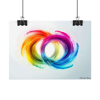 Swirling Colors: Gradient Artwork with Red, Blue, and Yellow Circles - Poster