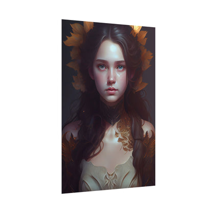 Brown Hair Female Portrait: Artistic Style Digital Art - Poster