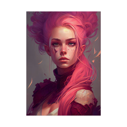 Enigmatic Portrait: Pink Hair in Darkness - Poster