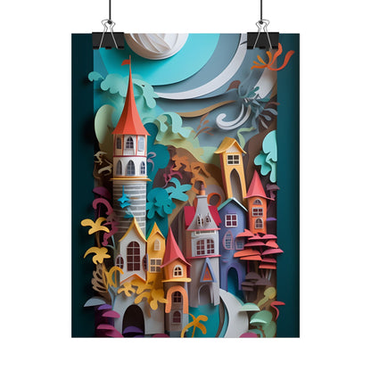 Eye-Catching European Landscape: Paper Quilling Artwork - Poster
