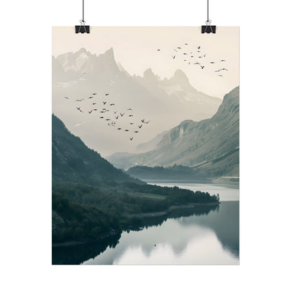 Serene Mountain Lake: A Peaceful Nature Artwork - Poster