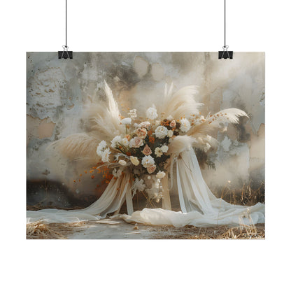 Whimsical Floral Bloom: Pampas Grass Artwork - Poster