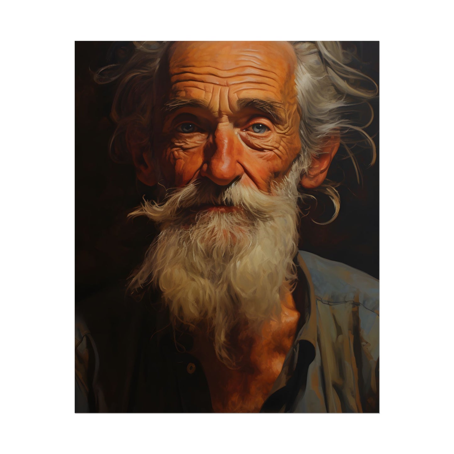 Elderly Wisdom: A Portrait of Timeless Senior Reflection - Poster